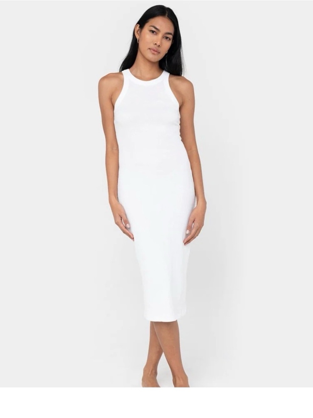 Zara White Ribbed Maxi Tank Dress